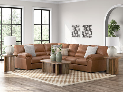 Haines Furniture Outlet - Ashley Furniture - WillowBend Sectional - LAF 3-Piece Sectional / Caramel - PC27704S4