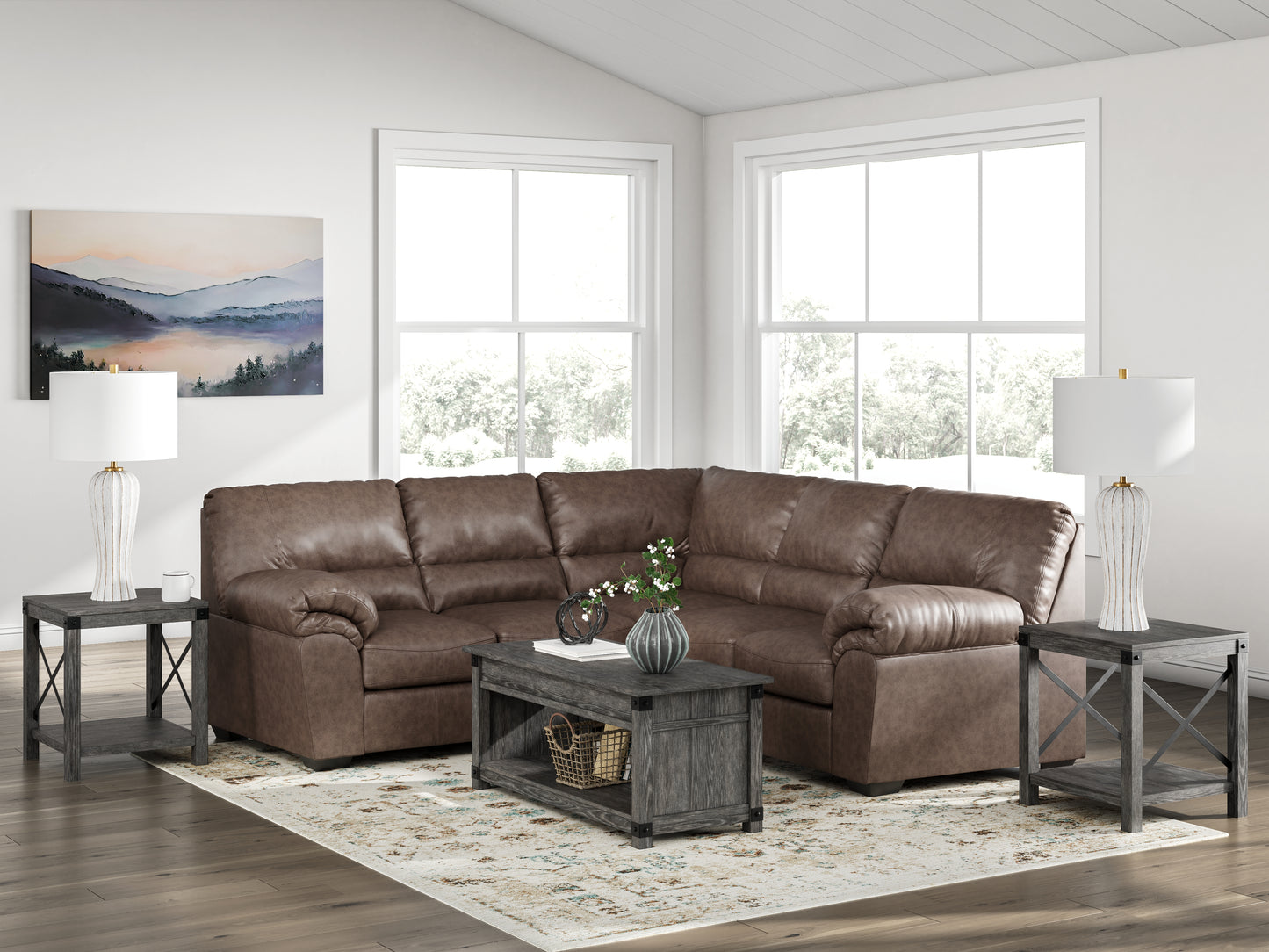 Haines Furniture Outlet - Ashley Furniture - WillowBend Sectional - LAF 2-Piece Sectional / Umber - PC27705S2