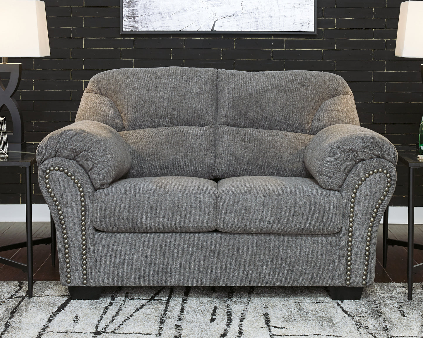 Haines Furniture Outlet - Ashley Furniture - Allmaxx Living Room - Loveseat / Pewter - 2810535