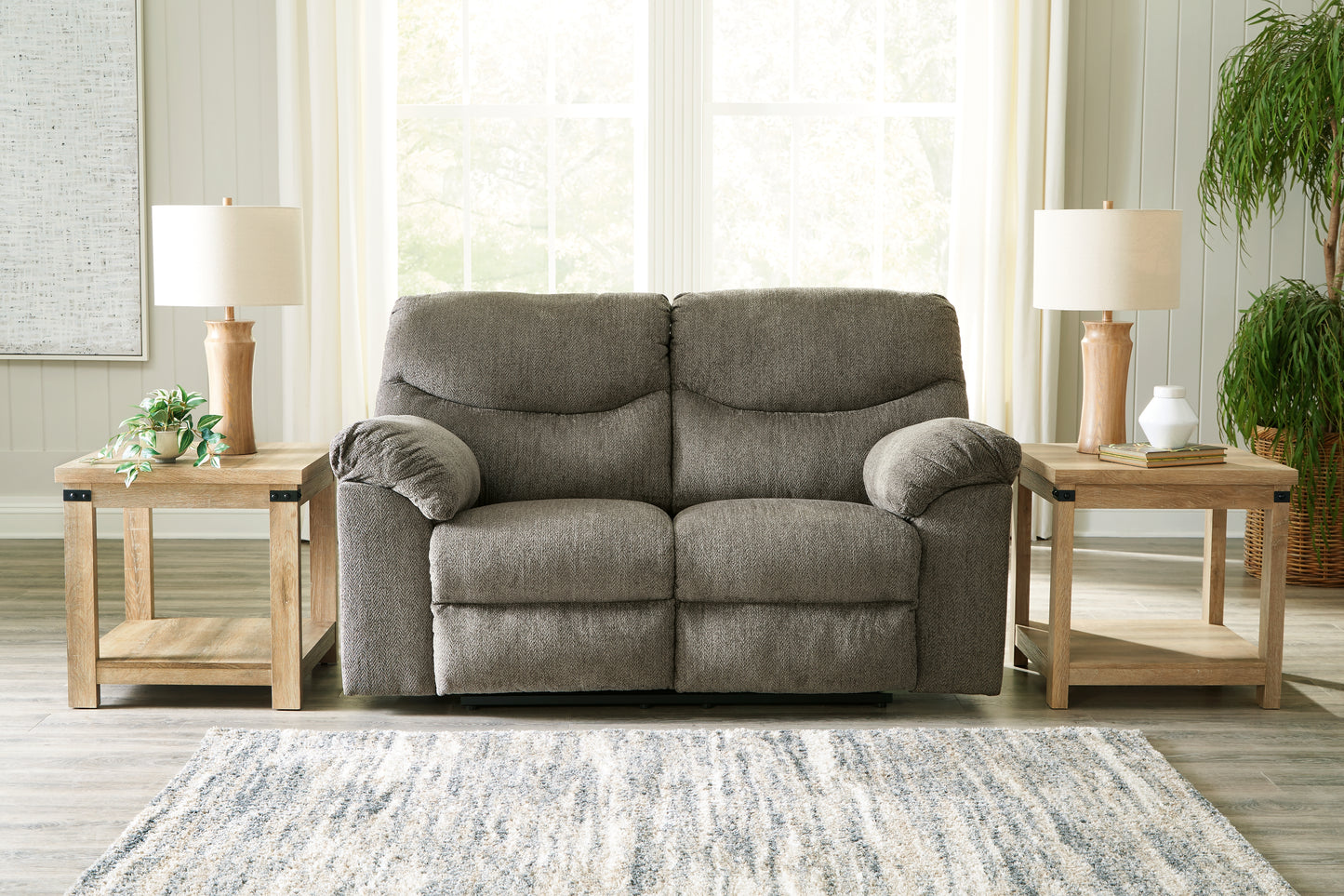Haines Furniture Outlet - Ashley Furniture - Alphons Living Room - Reclining Loveseat / Putty - 2820186