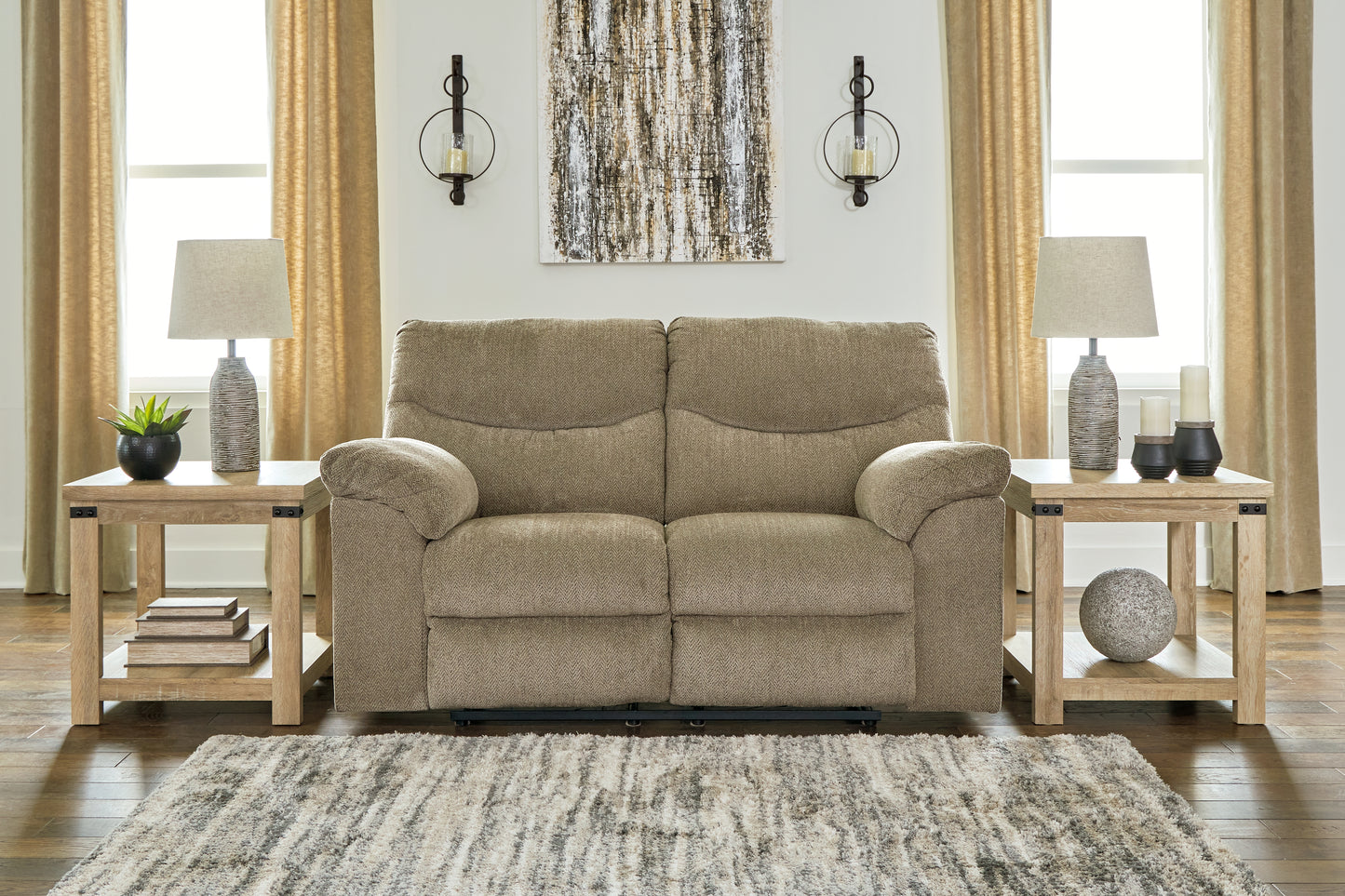 Haines Furniture Outlet - Ashley Furniture - Alphons Living Room - Reclining Loveseat / Briar - 2820286