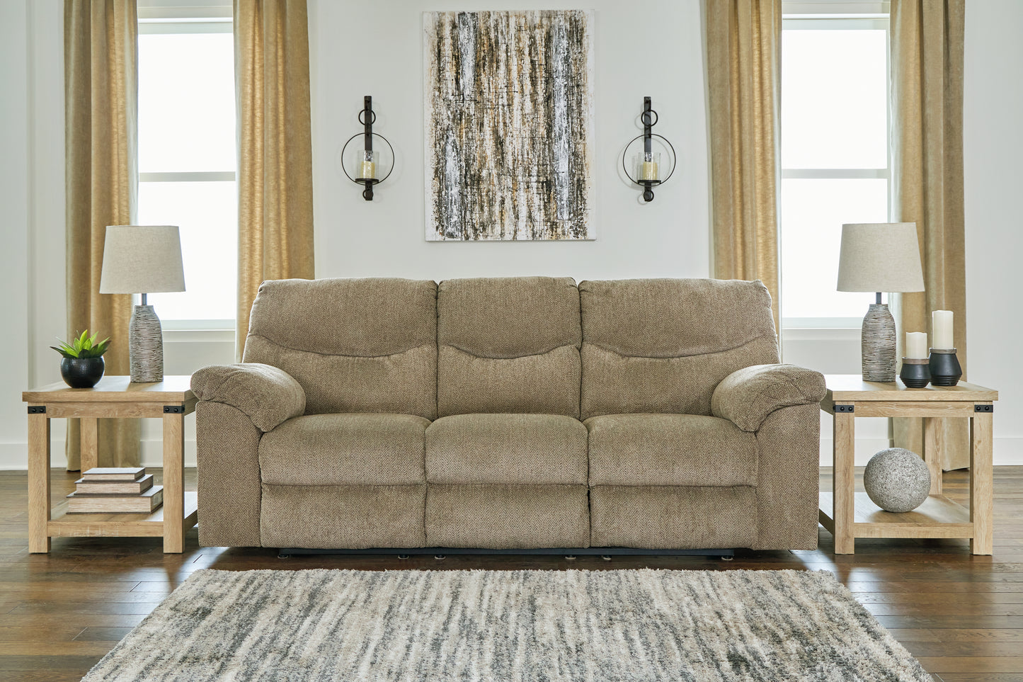 Haines Furniture Outlet - Ashley Furniture - Alphons Living Room - Reclining Sofa / Briar - 2820288