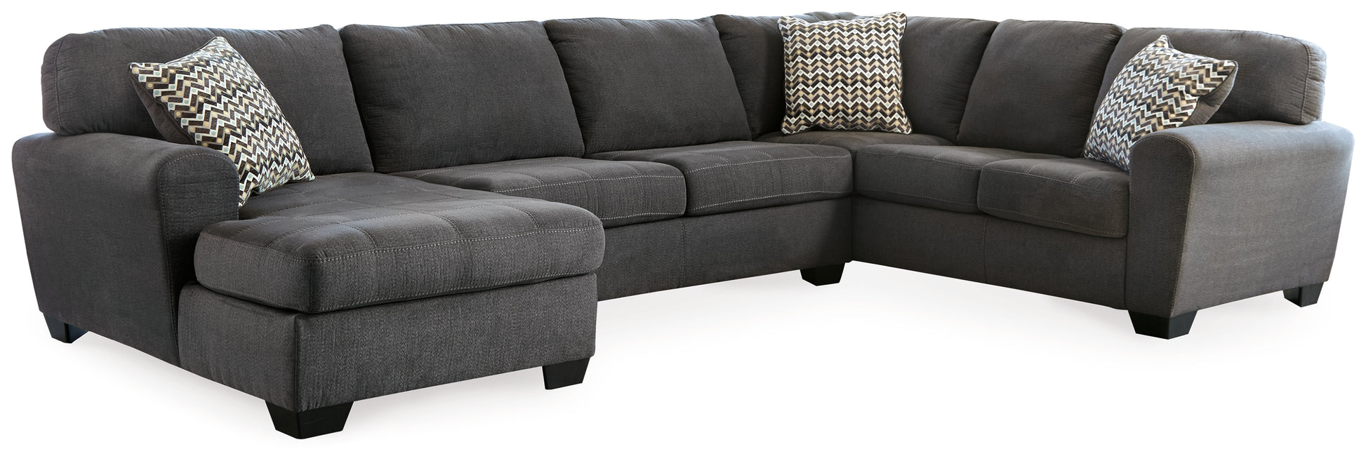 Haines Furniture Outlet - Ashley Furniture - Ambee Sectional - RAF 3-Piece Sectional with Chaise / Slate - 28620S1