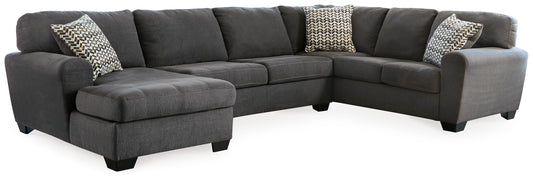 Haines Furniture Outlet - Ashley Furniture - Ambee Sectional - RAF 3-Piece Sectional with Chaise / Slate - 28620S1