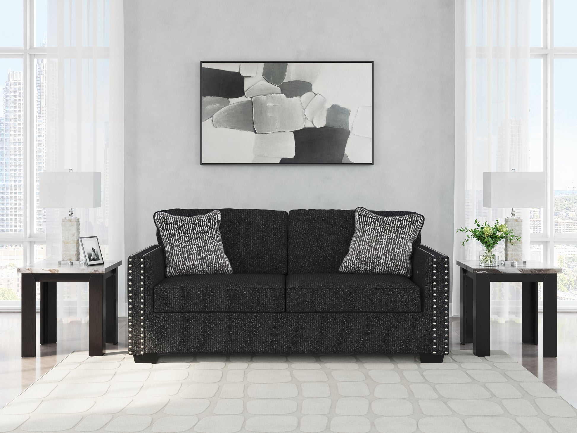 Haines Furniture Outlet - Ashley Furniture - Jasmine Peaks Living Room - Sofa / Coal - 2890438
