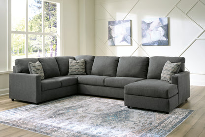 Haines Furniture Outlet - Ashley Furniture - Edenfield Sectional - LAF 3-Piece Sectional with Chaise / Charcoal - 29003S2