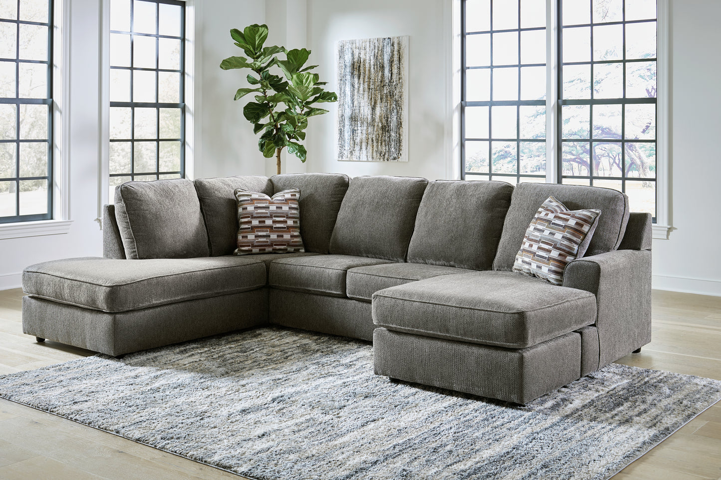 Haines Furniture Outlet - Ashley Furniture - O'Phannon Sectional - RAF 2-Piece Sectional with Chaise / Putty - 29402S2