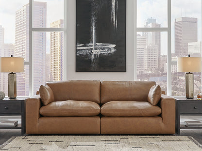 Haines Furniture Outlet - Ashley Furniture - Emilia Sectional - RAF 2-Piece Sectional Loveseat / Caramel - 30901S1