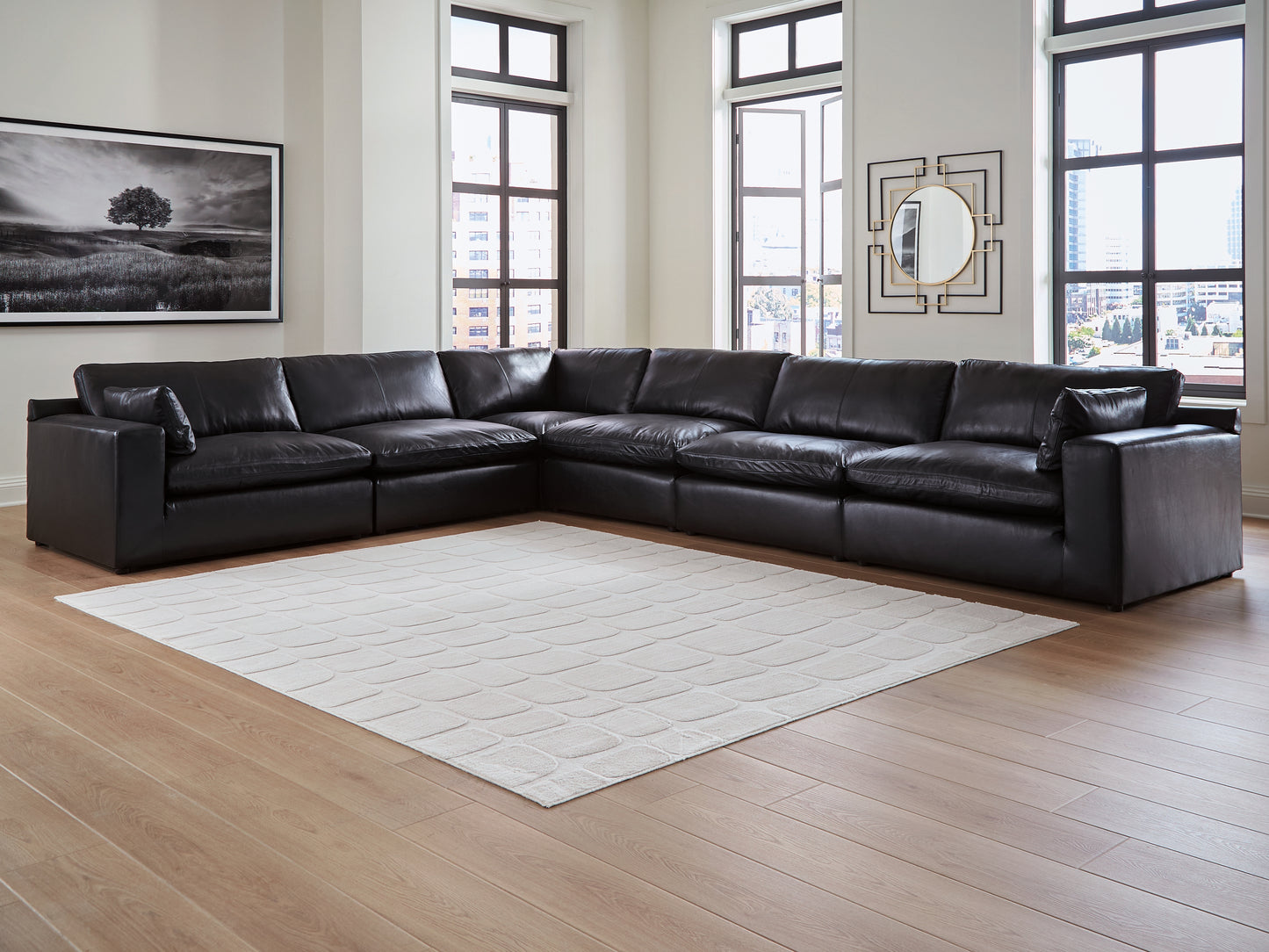 Haines Furniture Outlet - Ashley Furniture - Emilia Sectional - RAF 6-Piece Sectional / Black - 30902S5