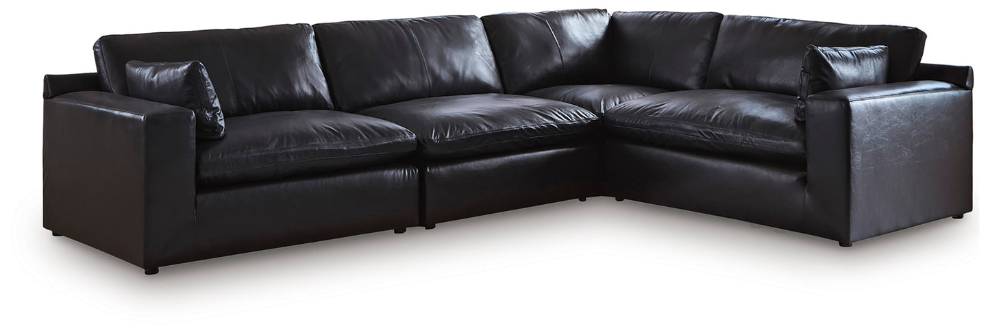 Haines Furniture Outlet - Ashley Furniture - Emilia Sectional - RAF 4-Piece Sectional / Black - 30902S3