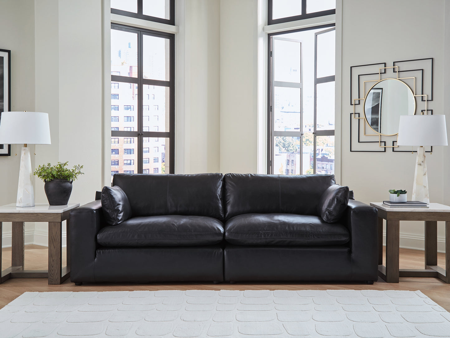 Haines Furniture Outlet - Ashley Furniture - Emilia Sectional - RAF 2-Piece Sectional Loveseat / Black - 30902S1