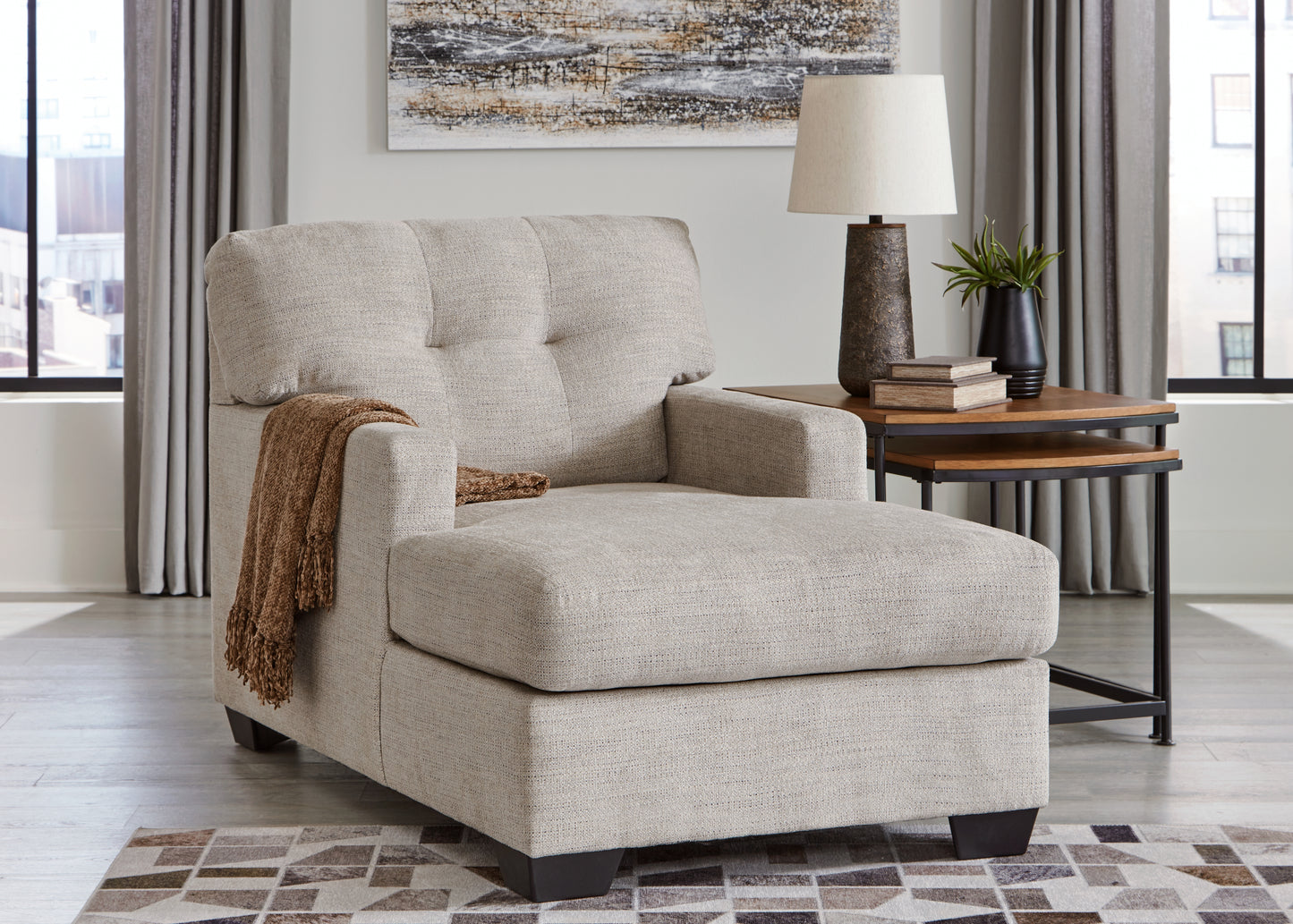 Haines Furniture Outlet - Ashley Furniture - Mahoney Living Room - Chaise / Pebble - 3100415
