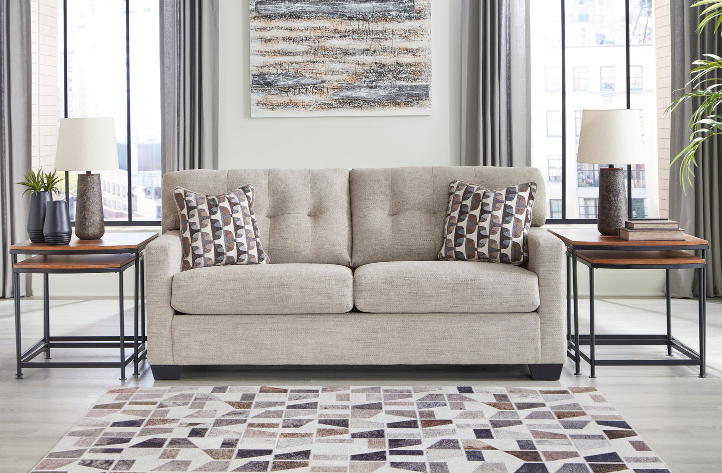 Haines Furniture Outlet - Ashley Furniture - Mahoney Living Room - Sofa / Pebble - 3100438