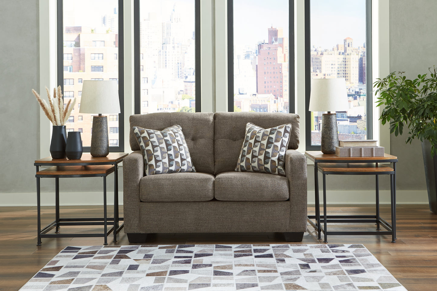 Haines Furniture Outlet - Ashley Furniture - Mahoney Living Room - Loveseat / Chocolate - 3100535