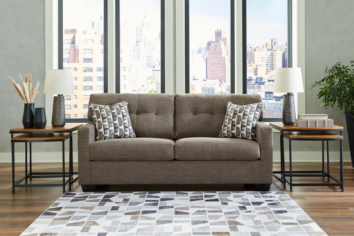 Haines Furniture Outlet - Ashley Furniture - Mahoney Living Room - Sofa / Chocolate - 3100538