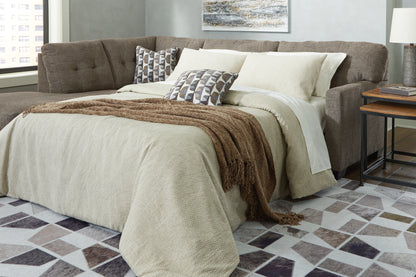 Haines Furniture Outlet - Ashley Furniture - Mahoney Sectional - RAF 2-Piece Sleeper Sectional with Chaise / Chocolate - 31005S3