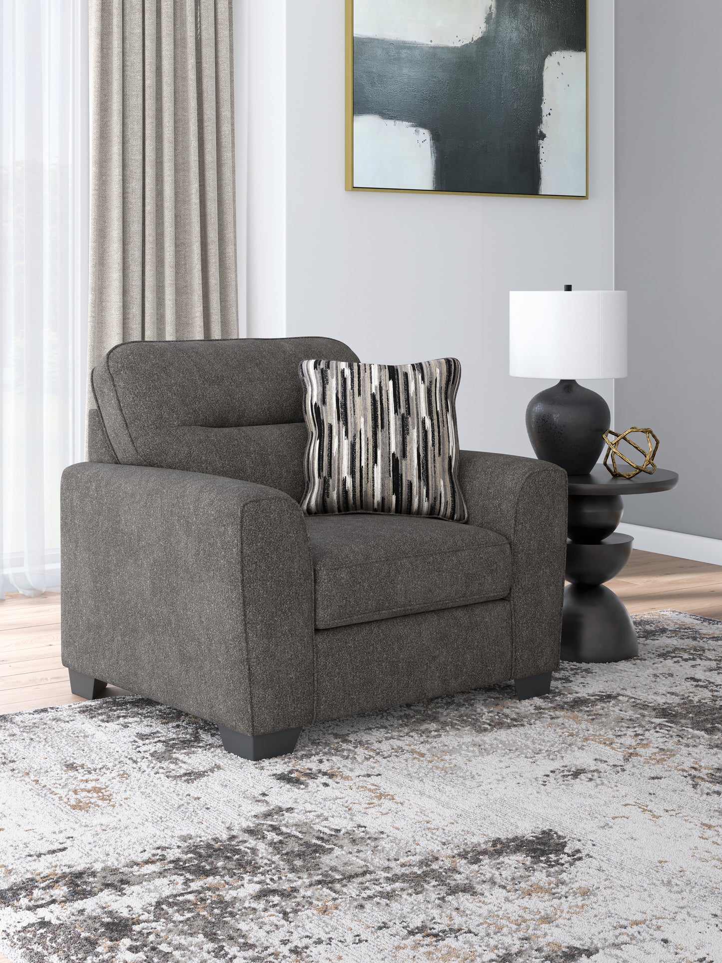 Haines Furniture Outlet - Ashley Furniture - Olten Living Room - Chair and a Half / Graphite - 3130523