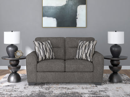 Haines Furniture Outlet - Ashley Furniture - Olten Living Room - Loveseat / Graphite - 3130535
