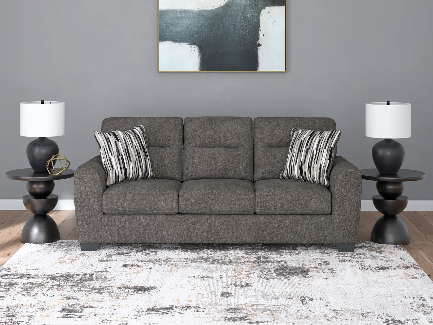 Haines Furniture Outlet - Ashley Furniture - Olten Living Room - Sofa / Graphite - 3130538