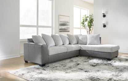Haines Furniture Outlet - Ashley Furniture - Clairette Court Sectional - LAF 2-Piece Sectional with Chaise / Alloy - 31503S2
