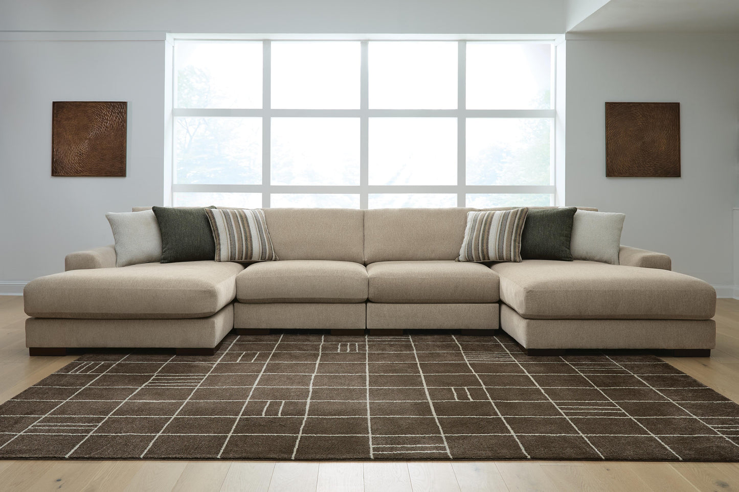 Haines Furniture Outlet - Ashley Furniture - Linenhause Sectional - RAF 4-Piece Double Chaise Sectional - 31803S9