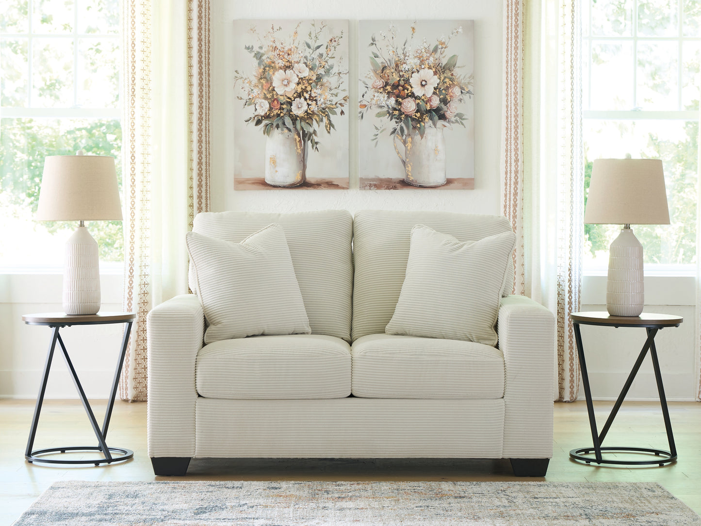 Haines Furniture Outlet - Ashley Furniture - Greenbriar Living Room - Loveseat / Ivory - PC3200635