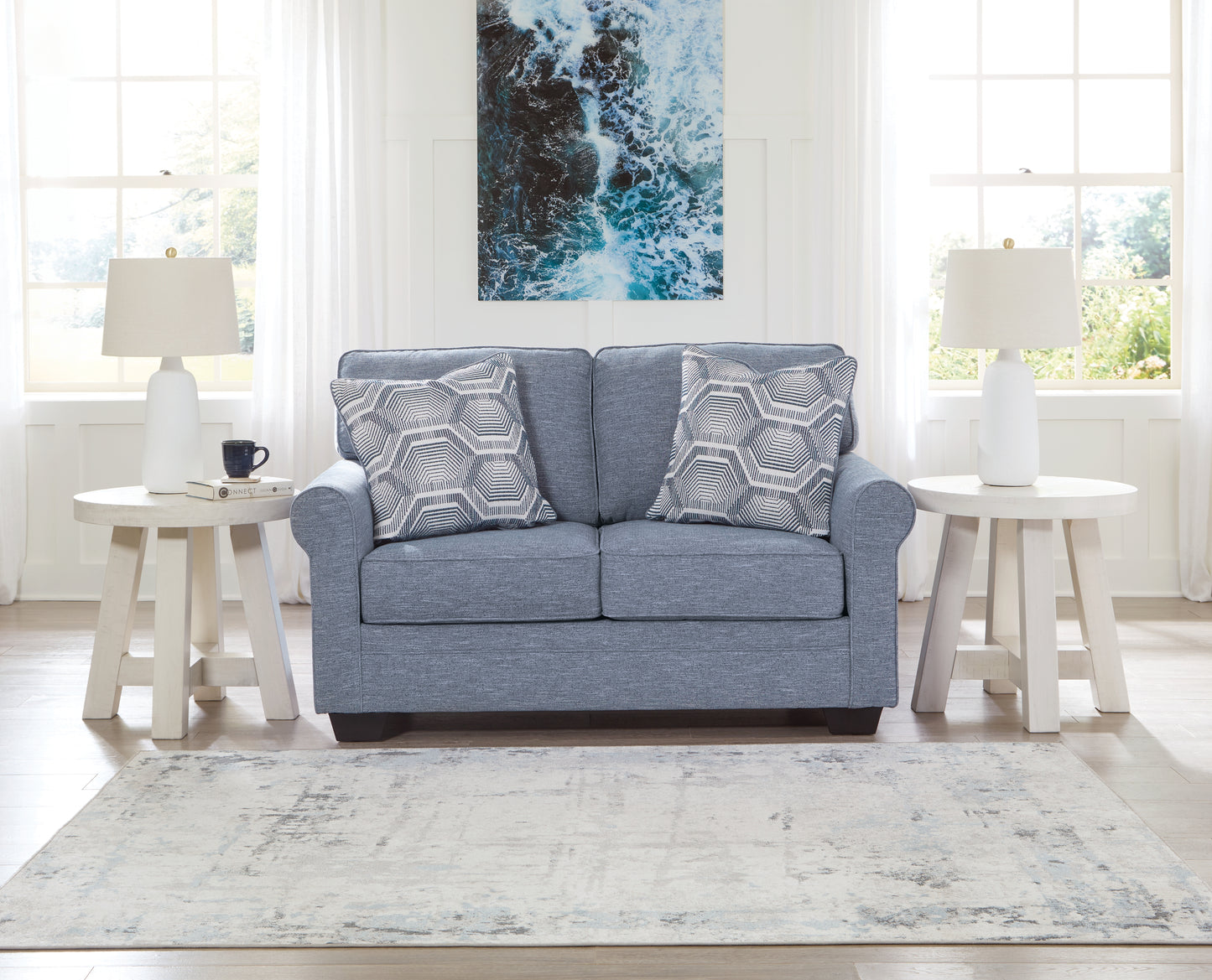 Haines Furniture Outlet - Ashley Furniture - Carissa Manor Living Room - Loveseat / Denim - 3260435