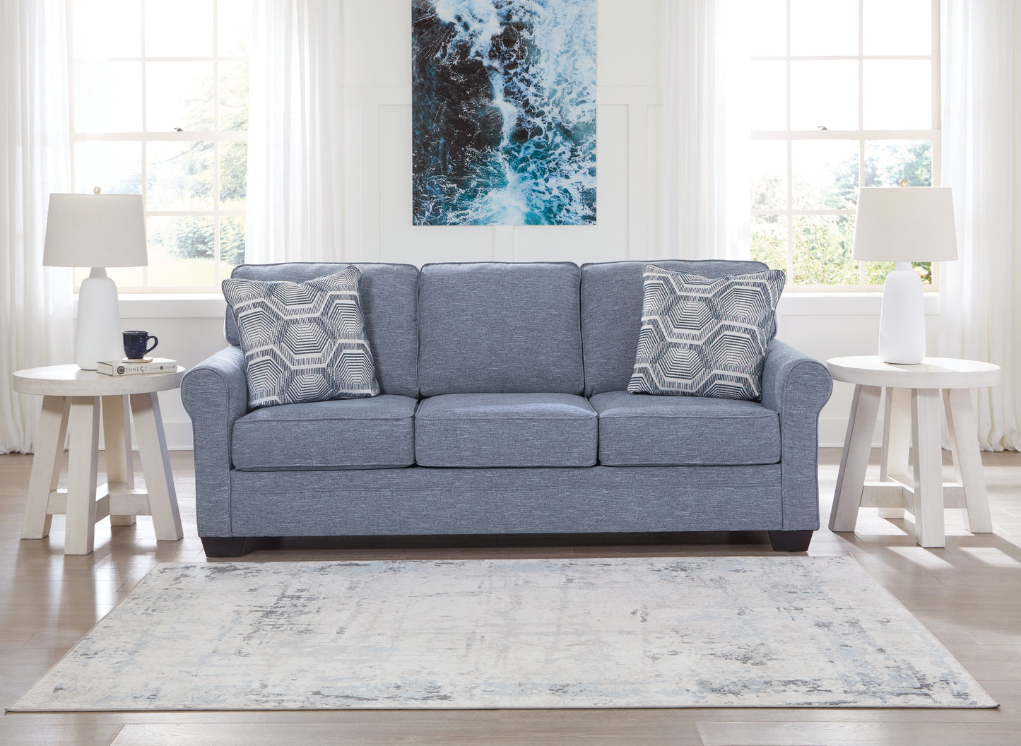 Haines Furniture Outlet - Ashley Furniture - Carissa Manor Living Room - Sofa / Denim - 3260438