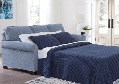 Haines Furniture Outlet - Ashley Furniture - Carissa Manor Living Room - Queen Sofa Sleeper / Denim - 3260439