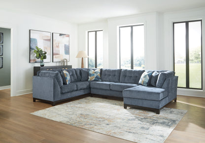 Haines Furniture Outlet - Ashley Furniture - Maxon Place Sectional - 3-Piece Sectional with Chaise / Navy - 33003S2