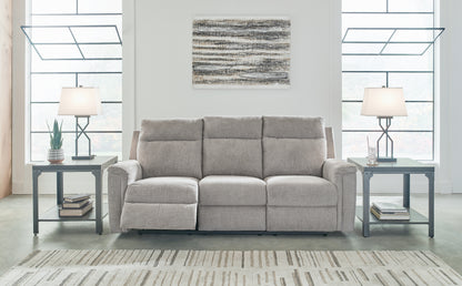 Haines Furniture Outlet - Ashley Furniture - Barnsana Living Room - Reclining Power Sofa / Ash - 3320187