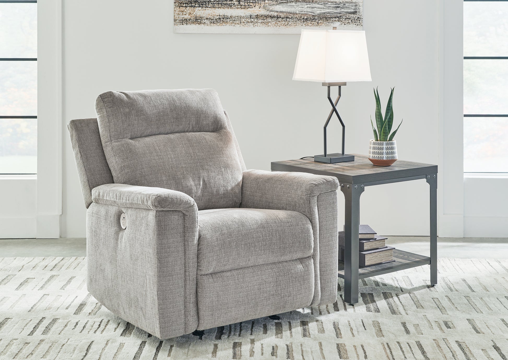Haines Furniture Outlet - Ashley Furniture - Barnsana Living Room - Reclining Power Sofa / Ash - 3320187