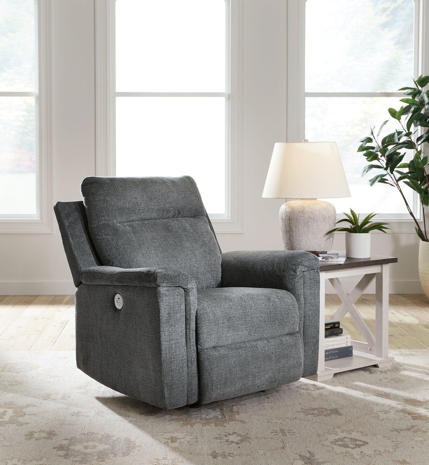 Haines Furniture Outlet - Ashley Furniture - Barnsana Living Room - Power Rocker Recliner / Gravel - 3320298