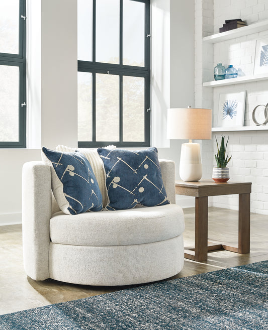 Haines Furniture Outlet - Ashley Furniture - Padova Living Room - Swivel Accent Chair / Ivory - 3370644