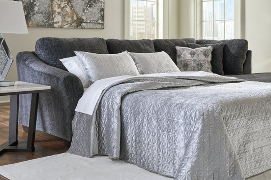 Haines Furniture Outlet - Ashley Furniture - Biddeford Sectional - 2-Piece Sleeper Sectional with Chaise / Shadow - 35504S4