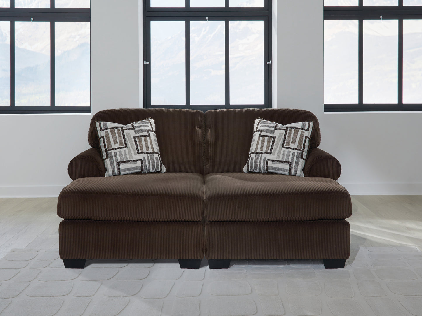 Haines Furniture Outlet - Ashley Furniture - Kimlee Sectional - RAF 2-Piece Super Chaise / Chocolate - PC35603S4