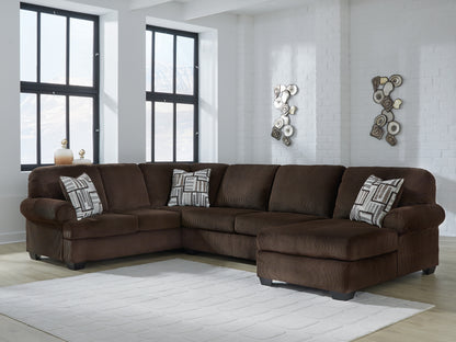Haines Furniture Outlet - Ashley Furniture - Kimlee Sectional - LAF 3-Piece Sectional with Chaise / Chocolate - PC35603S2