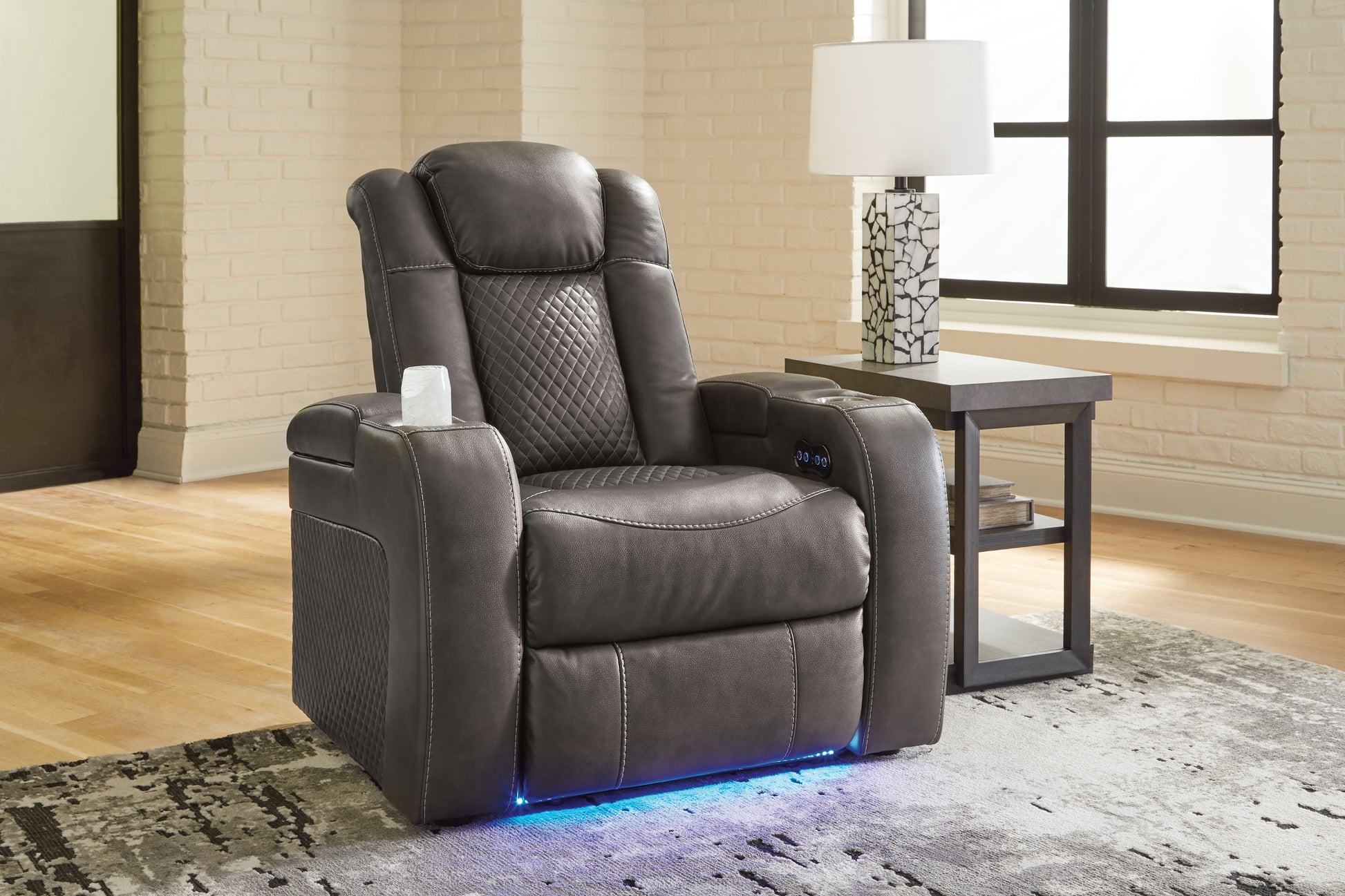 Haines Furniture Outlet - Ashley Furniture - Fyne-Dyme Living Room - PWR Recliner/ADJ Headrest / Sapphire - 3660313