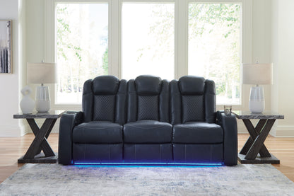 Haines Furniture Outlet - Ashley Furniture - Fyne-Dyme Living Room - PWR REC Sofa with ADJ Headrest / Sapphire - 3660315