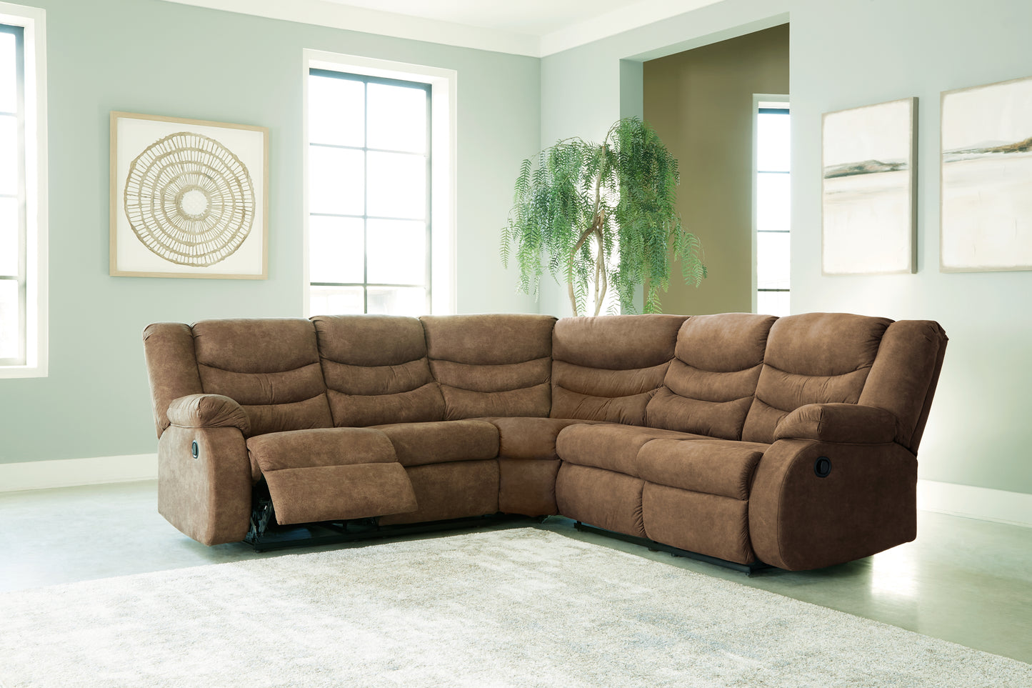 Haines Furniture Outlet - Ashley Furniture - Partymate Sectional - 2-Piece Reclining Sectional / Brindle - 36902S2