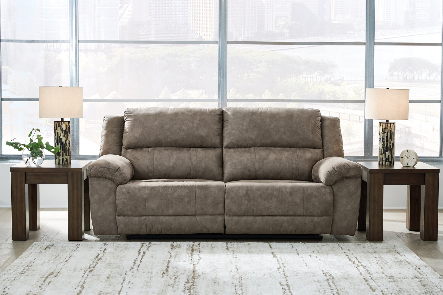 Haines Furniture Outlet - Ashley Furniture - Laresview Living Room - 2 Seat Reclining Sofa / Fossil - 3720381