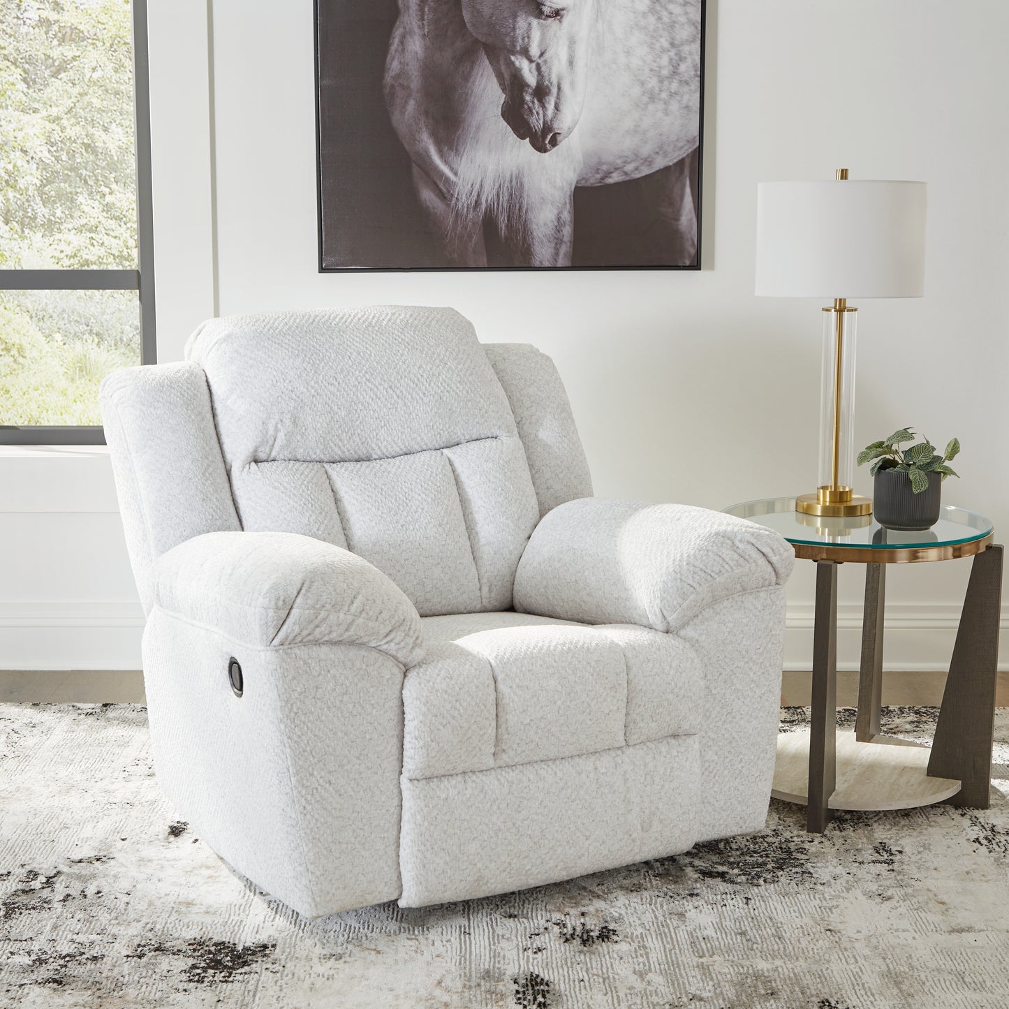Haines Furniture Outlet - Ashley Furniture - Frohn Living Room - Rocker Recliner / Snow - 3740525
