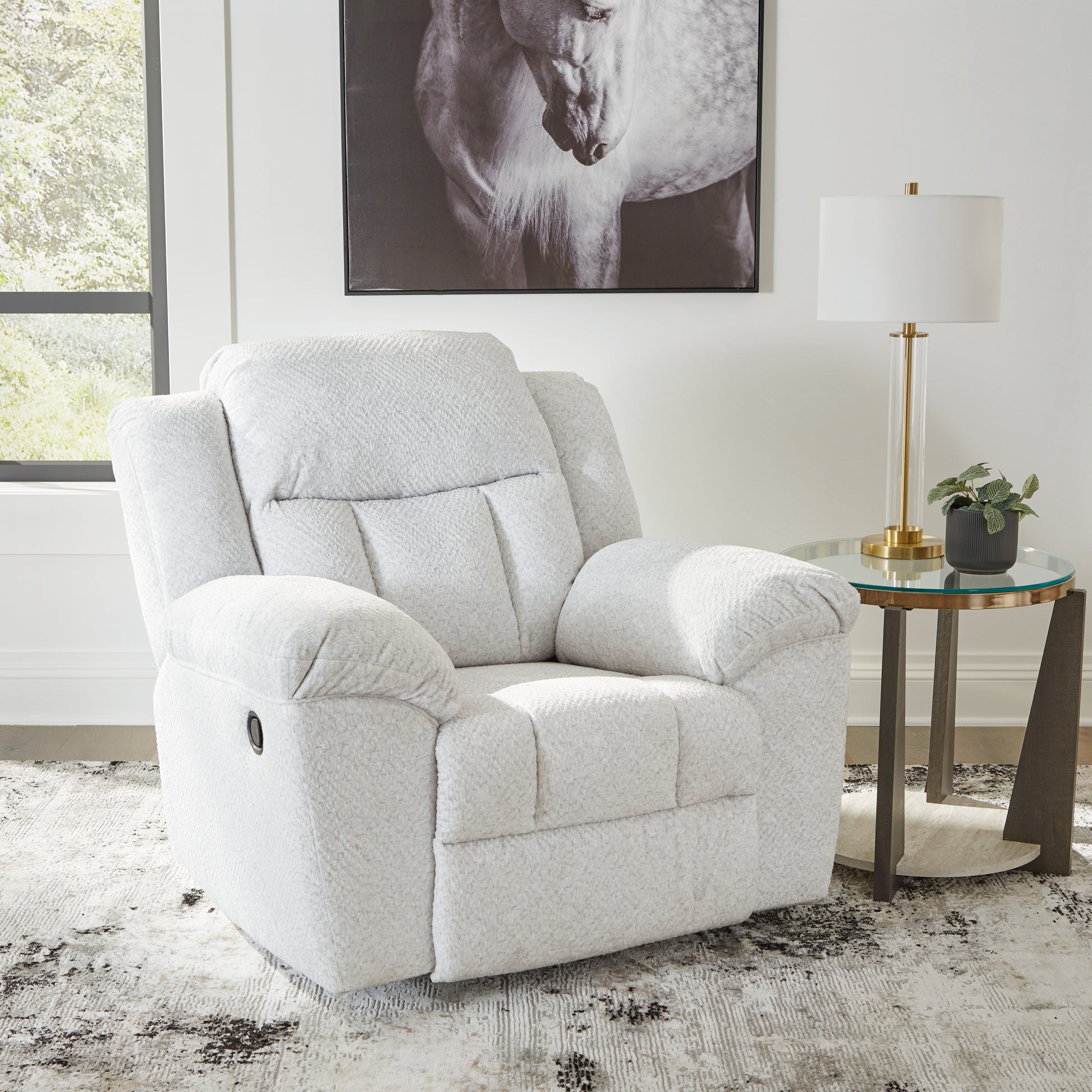 Haines Furniture Outlet - Ashley Furniture - Frohn Living Room - Rocker Recliner / Snow - 3740525