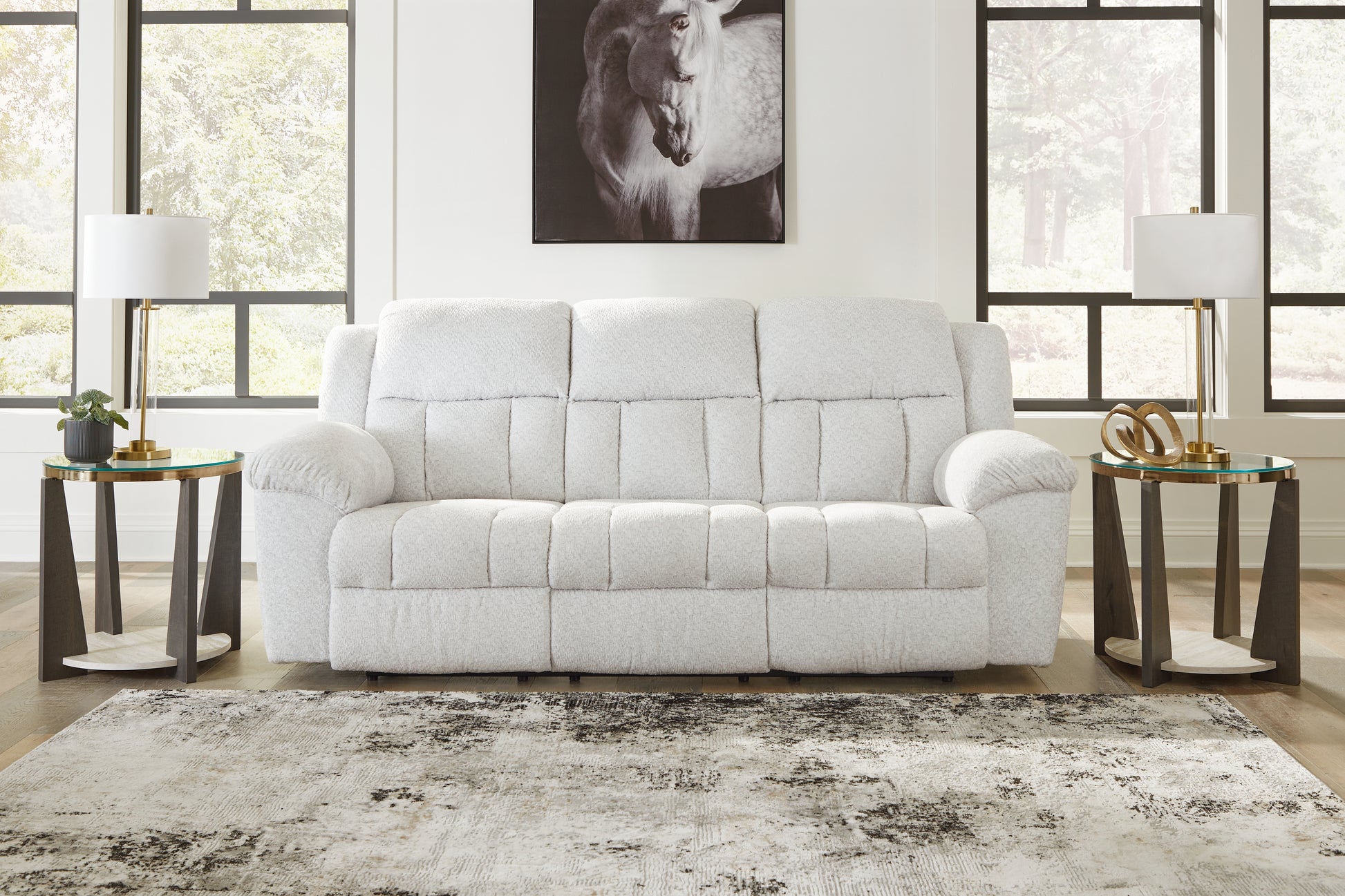 Haines Furniture Outlet - Ashley Furniture - Frohn Living Room - Reclining Sofa / Snow - 3740588