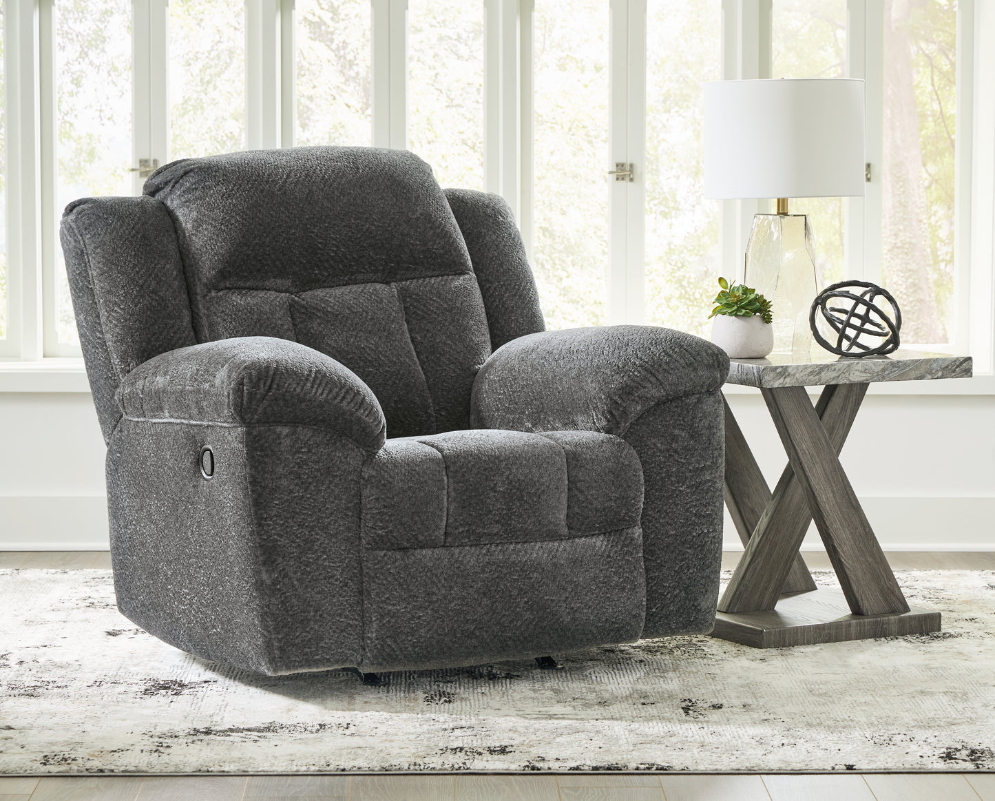 Haines Furniture Outlet - Ashley Furniture - Frohn Living Room - Rocker Recliner / Graphite - 3740625