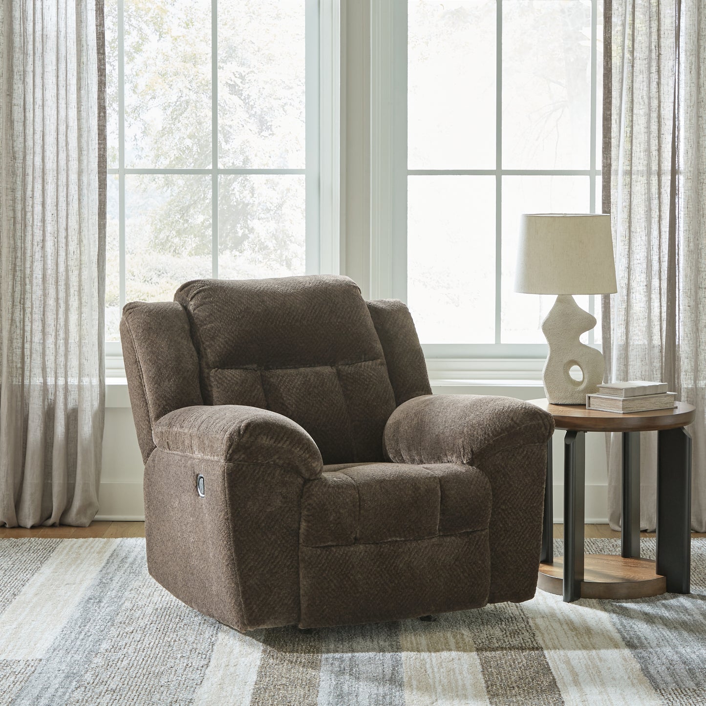 Haines Furniture Outlet - Ashley Furniture - Frohn Living Room - Rocker Recliner / Chocolate - 3740725