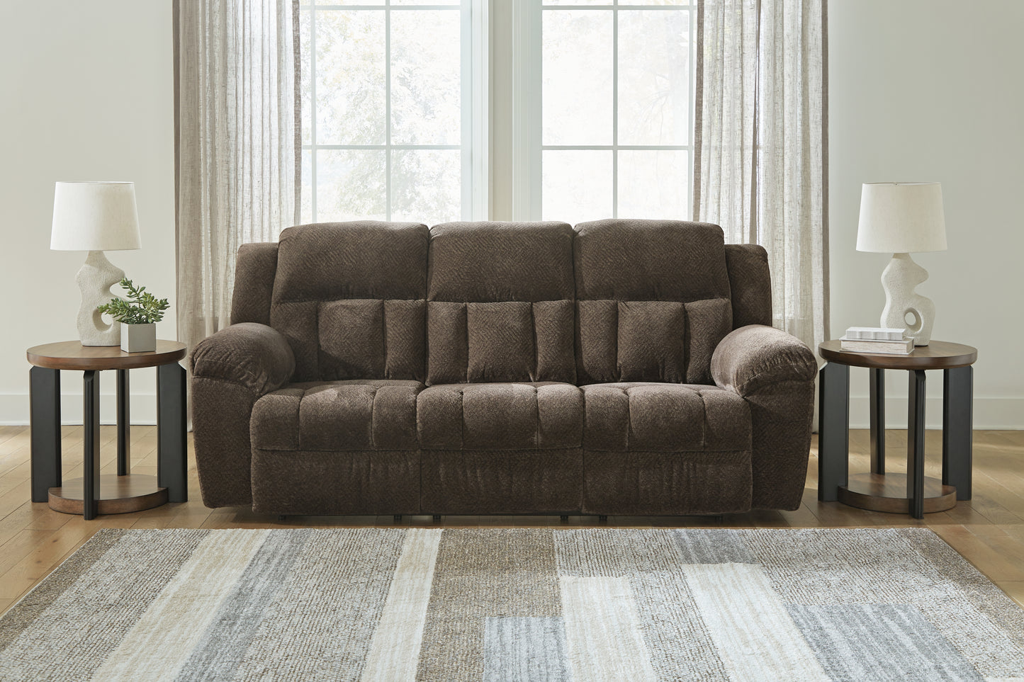 Haines Furniture Outlet - Ashley Furniture - Frohn Living Room - Reclining Sofa / Chocolate - 3740788