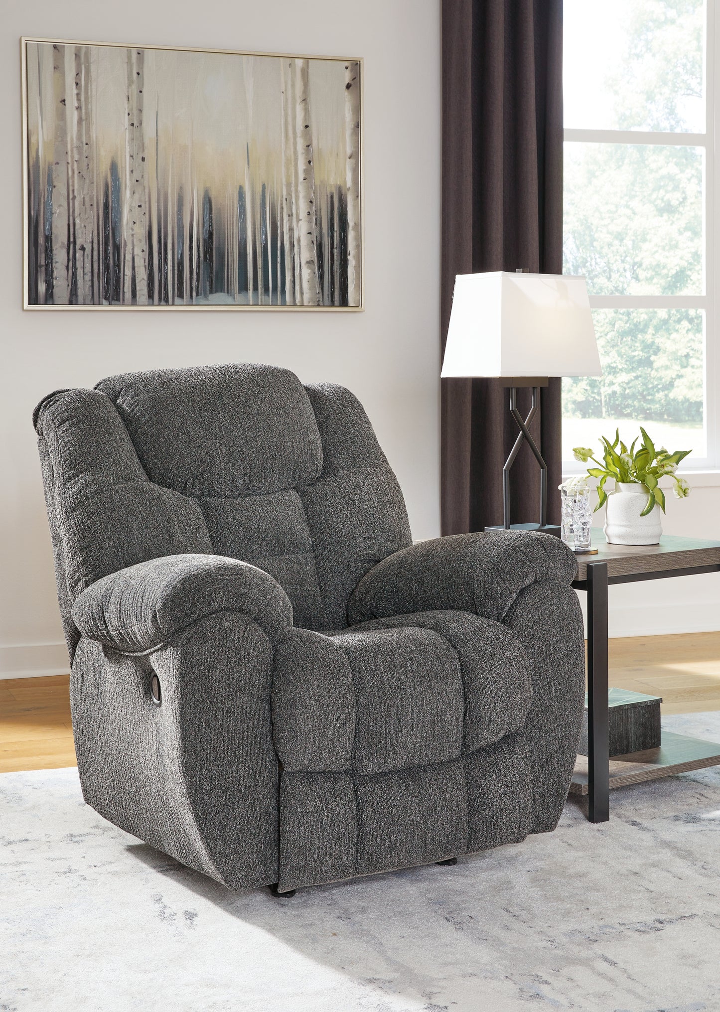 Haines Furniture Outlet - Ashley Furniture - Foreside Living Room - Rocker Recliner / Charcoal - 3810425