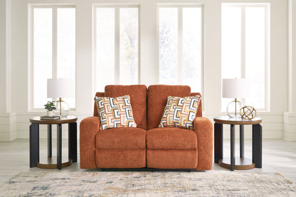 Haines Furniture Outlet - Ashley Furniture - Danum Living Room - Reclining Loveseat / Spice - 3880786
