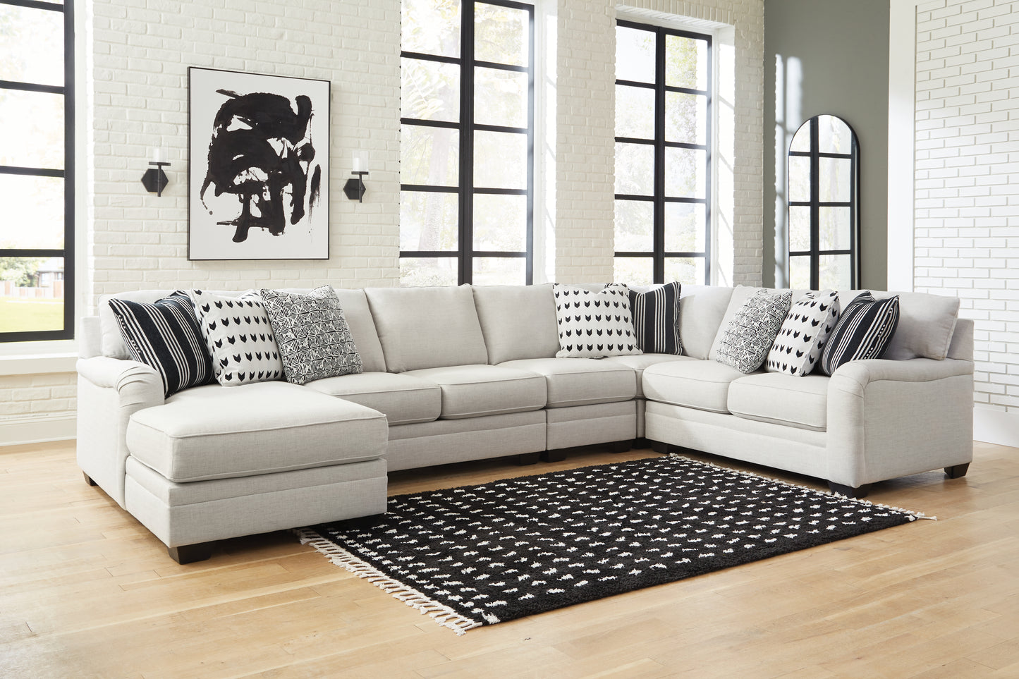 Haines Furniture Outlet - Ashley Furniture - Huntsworth Sectional - RAF 5-Piece Sectional with Chaise / Dove Gray - 39702S5